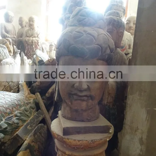 Hand Carved Antique Imitation Buddha Head Decorative Sculpture