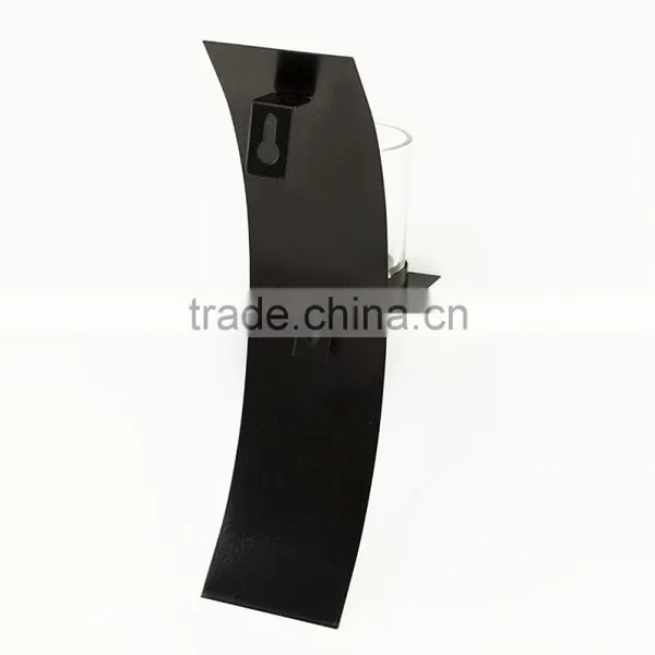 Modern Art Candle Holder Black Metal Wall Sconce Candle Holder photo-4