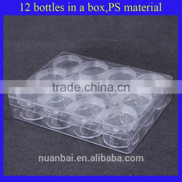 12/lots Plastic Clear Cosmetic Beads Containers Storage Pot Jars With Lid