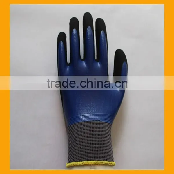 Chemical Resistant Smooth Nitrile Fully Dipped Grip Sandy Nitrile Palm Double Coated Work Gloves photo-3