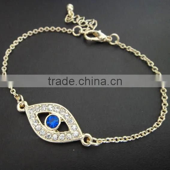 Rhinestone Paved Hamsa Hand Fatima Hand Evil Eye Charm Bracelet High Quality Goldfill Chain Bracelet photo-4