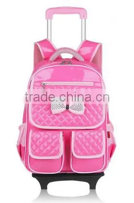 2015 Top Quality Detachable PU Leather School Trolley Backpack for Girls photo-3