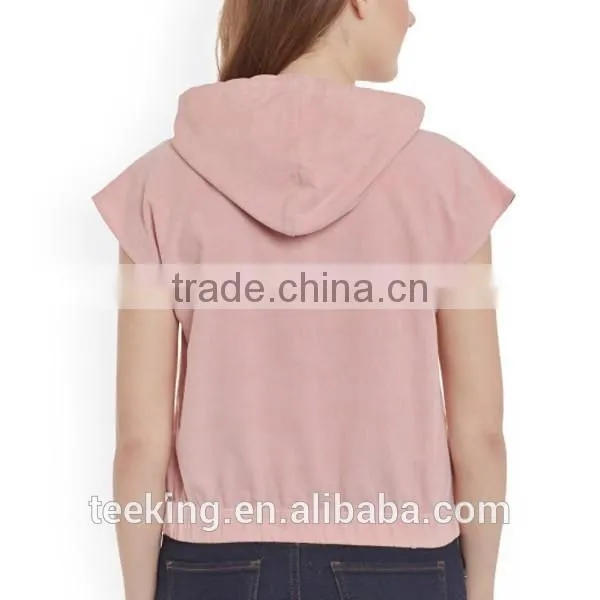 High Quality Pink Hooded T-shirt for Women photo-2