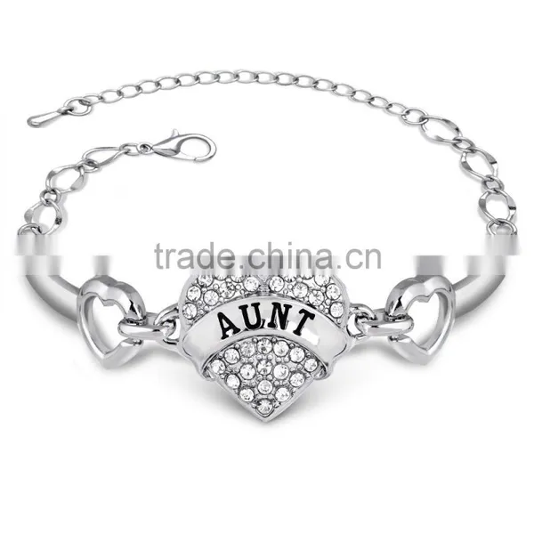 2016 Love Family Member Bracelet Zinc Alloy Heart Bracelet for Dear Aunt Bracelet Free Sample photo-3