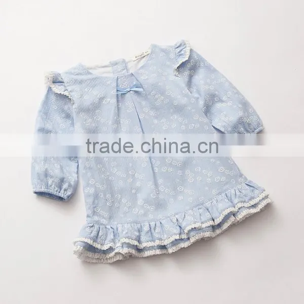 Wholesale Lace Printing Kids Long Sleeve Cotton Dress photo-3