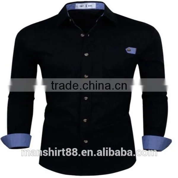 2016 New Wholesale Stylish Slim Fit Long Sleeve Contrast Custom Mens Casual Dress Shirts photo-6