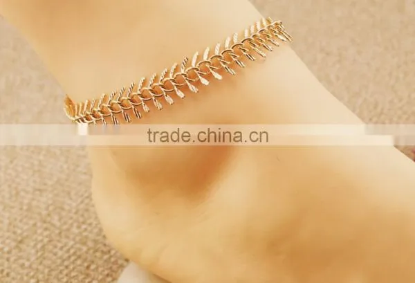 Fishbone Shaped Anklet Bracelet Foot Ankle Chain Bracelet Jewelry photo-3