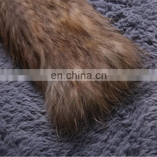 Natural Color Weaven Knitting Raccoon Fur Overcoat Wholesale China photo-6