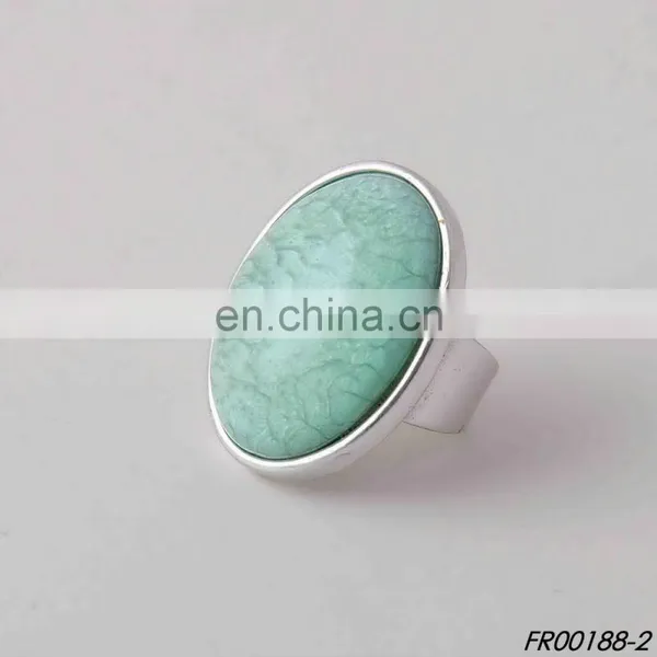 Large Natural Oval Stone Silver Ring photo-2