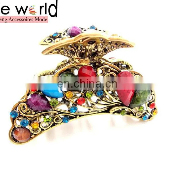 Europen Retro Metal Rhinestone Jewel Hair Claw Clip photo-5
