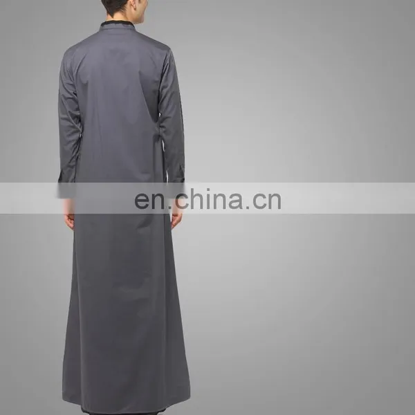 2016Modern Apparel Islamic Clothing Man Grey Thobe Muslim Thobe For Man photo-3