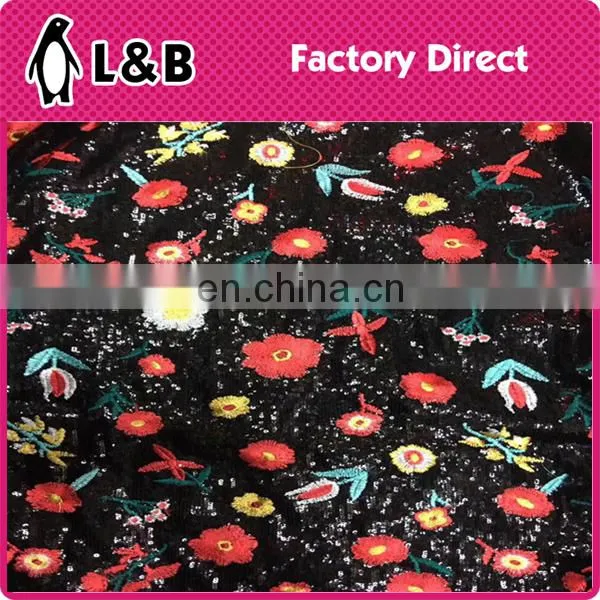New Fashion Wholesale Flower Embroidery Sequin Fabric