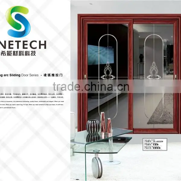 Light Red Frames Tempered Glass for Partition Sliding Doors photo-2
