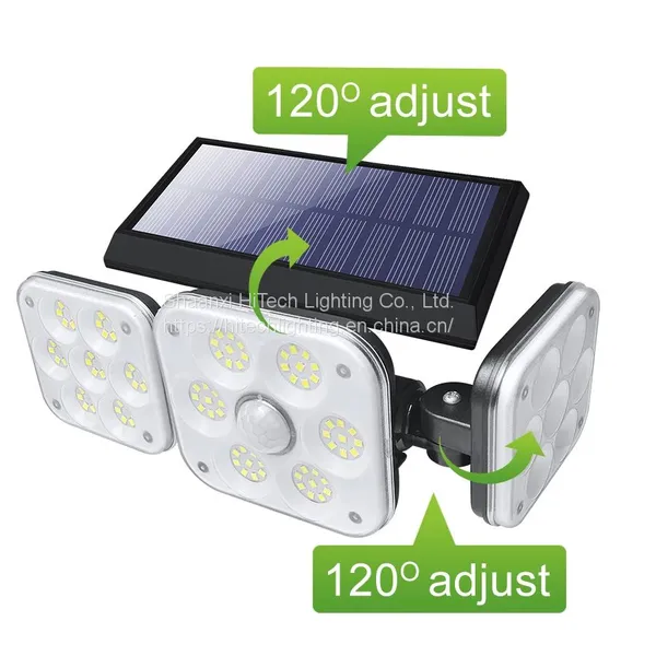 54/138 LEDs Outdoor Solar Wall Lamp Powered Sunlight 3 Heads Remote Control Waterproof LED Lamp For Garden Courtyard Street Lamp photo-2