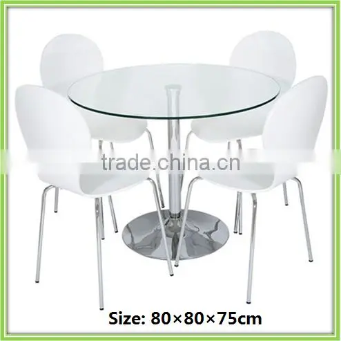 Tempered Glass Cheap Metal Round Dining Set