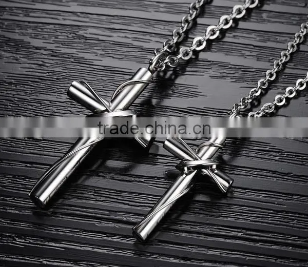 Titanium Steel Jewelry Wholesale Love Touching the Cross Titanium Steel Couples Necklaces With Pure Steel photo-4