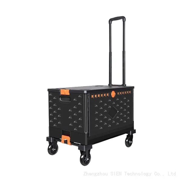 Foldable Portable Storage Box Plastic Shopping Cart Trolleys With Box Wheel Storage Cart photo-2
