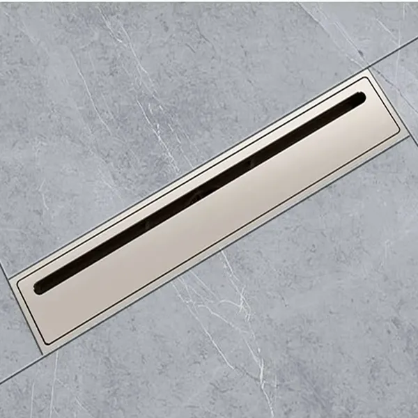 Modern Design All-Copper Strip High Displacement Floor Drain Insect-Proof and Deodorizing Bathroom Tile Insert Rectangle Shape photo-2