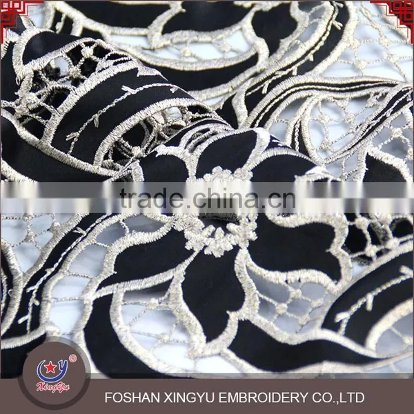 Hot-selling Promotional Custom Chemical Evening Sexy Dress Use Hot Popular Black Gold Lace Fabric Supplier's Choice photo-4