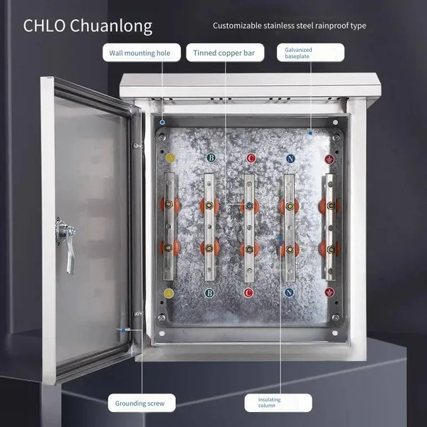 Chuanlong Low-voltage Copper Busbar Cable Branch Box, T-connection Box, Wire Distribution Box, Iron Shell and Stainless Steel Terminal Conversion and Shunt Box