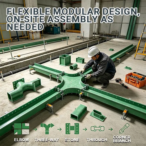 Light Weight Easy Installation FRP Cable Tray No Welding Fiberglass Industrial Tray