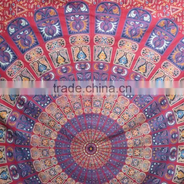 Block Printed Queen Vintage Mandala Gypsy Bohemian Bedcover Hanging Beach Throw photo-4