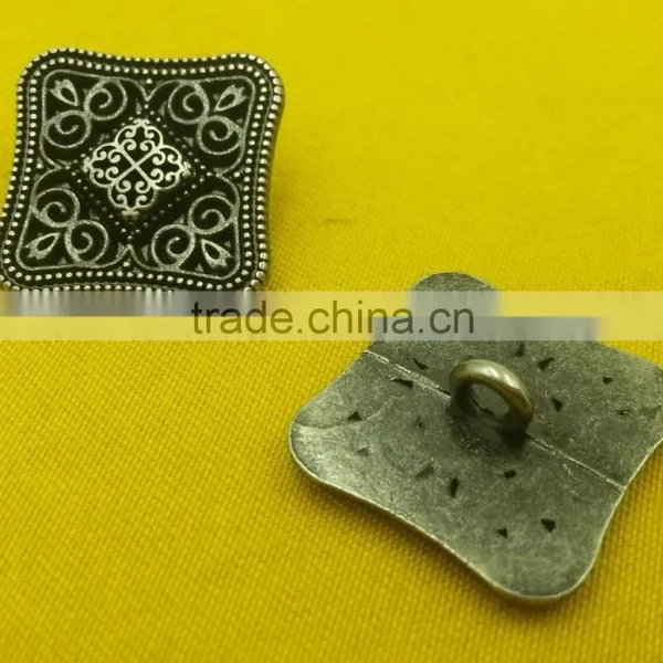 20mm Square Shape Fancy Metal Shank Button For Jacket --- MJ1420 photo-2