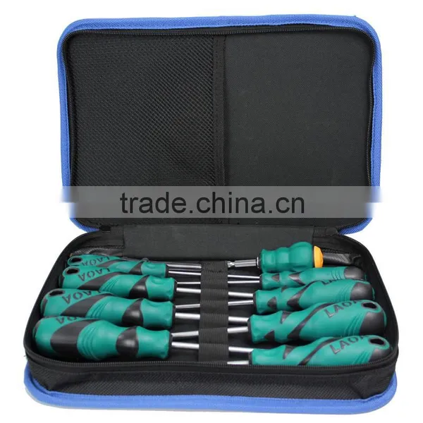 LAOA 9pcs High Quality Cr-Mo Steel Screwdriver Set With Bag