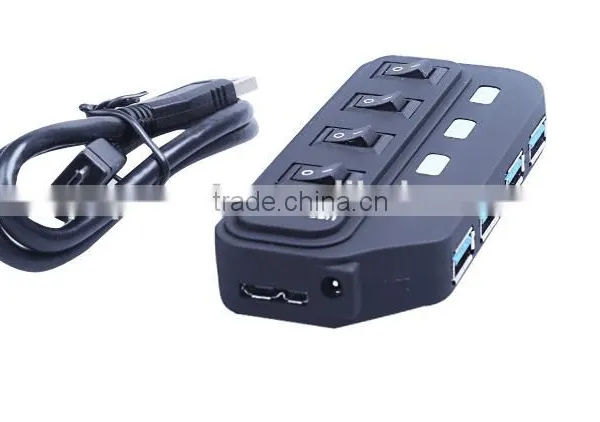 Computer Super Speed 4 Port USB 3.0 Hub With Power Cable USB Type A to Micro 3.0 B Cable photo-6
