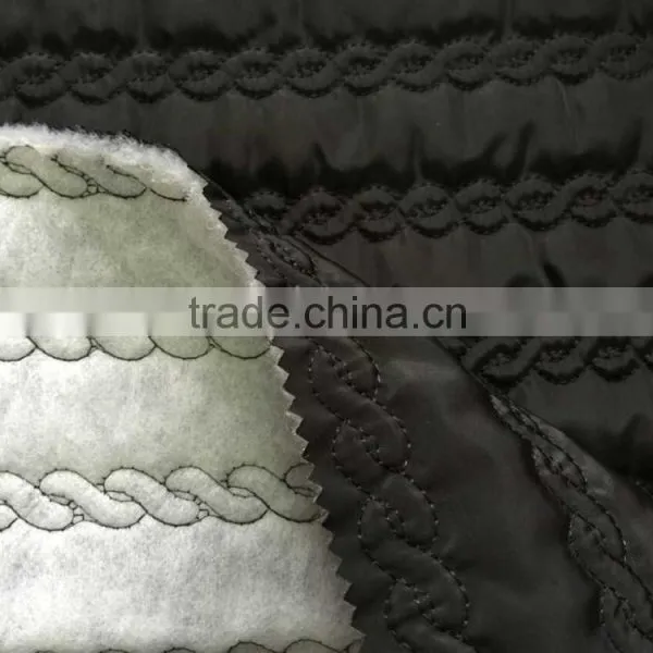 Polyester Stripe With Fashion Embroidered Padded Quilting Fabric photo-2