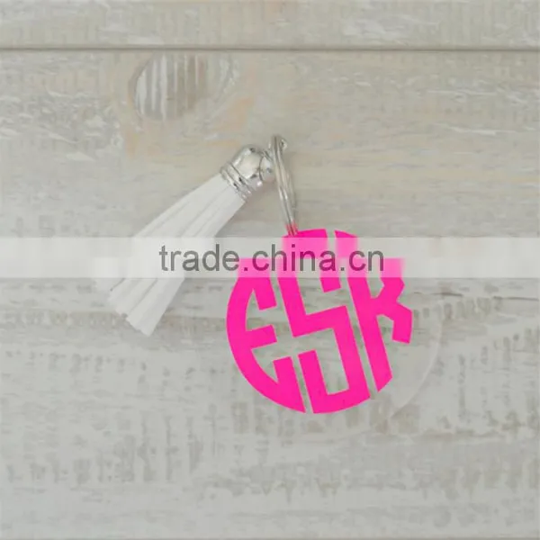 Personalized Customized Match Enamel Suede Tassel Monogram Keychains photo-3