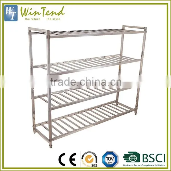 Drain vegetable and fruit display shelves customized stainless kitchen shelves