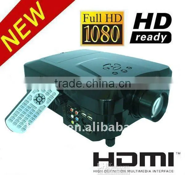 LED Home Theater Projector With 3DHMI,2USB,AV,VGA,YPbPr/YCbCr,LED Lamp Lasts 50000 Hours