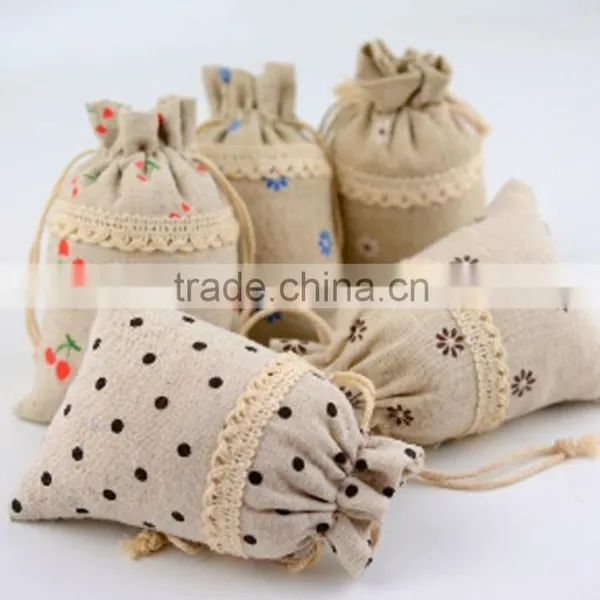 New Design Small Flowers Jute Drawstrings Bag China Factory photo-6