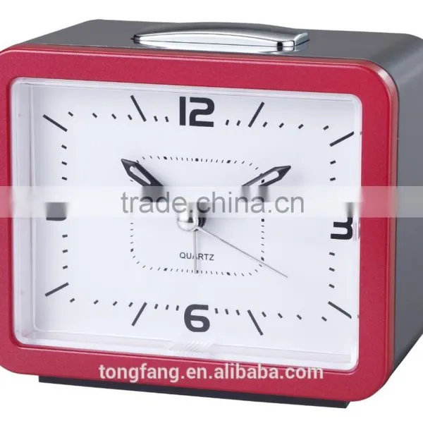 Blue or Red Bell Beep Square Quartz Analog Alarm Clock for Elderly photo-2