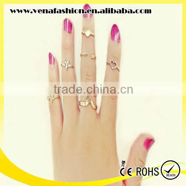 Japan Korea Star Style 6pcs Set Joint Gold Finger Ring photo-3