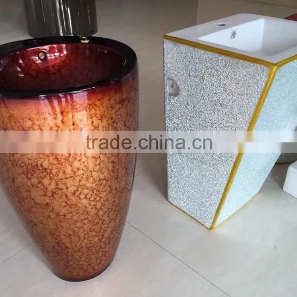 Custom Painting Square Free Standing Basin Without Tap