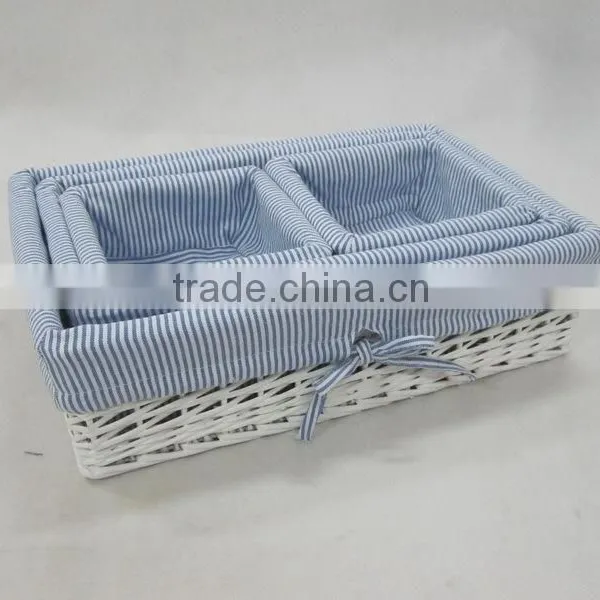 White Half Wicker Basket With Lining photo-3
