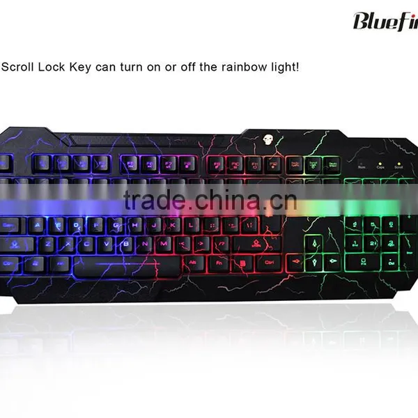 Shenzhen Factory Rainbow LED Backlit Latest Computer Keyboard With Cool Crack Parttern photo-2