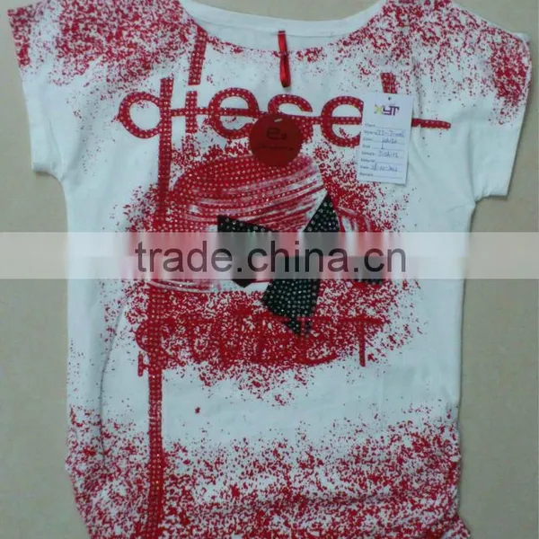 2014 Fashion Cotton Short Sleeve Girls T-shirt,girl Tops