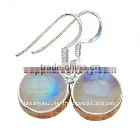 Online B2B!! Rainbow Moon Stone Gemstones Earrings Fine Jewelry Designers Unusual Sterling Silver Jewellery