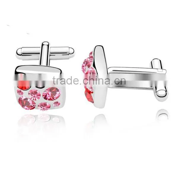 2016 Latest Luxury Silver Copper Diamond Cufflinks With Square High Polishing Cuff Links photo-2