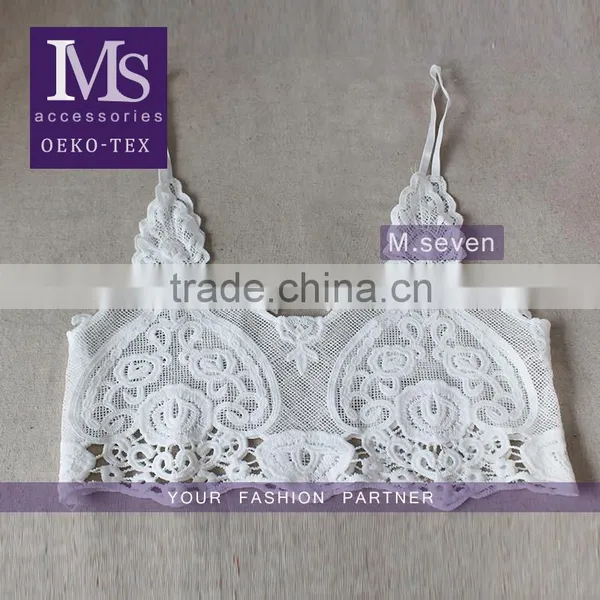 Hot Selling Net Fabric Vest Embroidery Trim Symmetry Pattern Vest for Women