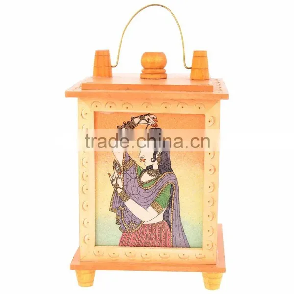 Jaipur Rajasthan Wooden Handicraft Home Decor Larnten HANGING Lamp SHOWPIECE photo-3