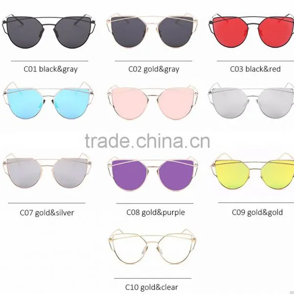 Aimade 2016 New Cat Eye Sunglasses Women Brand Designer Fashion Twin-Beams Rose Gold Mirror Cateye Sun Glasses For Female UV400 photo-6