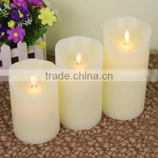 3pcs Flamless Moving Wick Real Wax Candles Led Paraffin Pillar Yellow Flickering Candles Led Flameless Candles photo-4