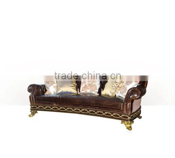Noble Design Living Room Furniture Button Tufted Leather Sofa Vintage Royal Style Castle Sofa Set photo-2