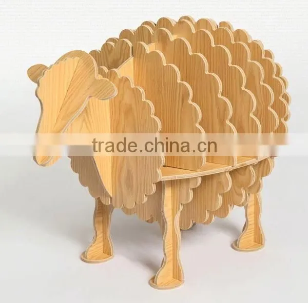 Art Deco Furniture Lovely Sheep Wood Shelf New Bookshelf Modern Design photo-4
