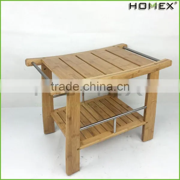 Bamboo Shower Seat Bench Bathroom Spa Bath Stool Homex BSCI/Factory photo-2
