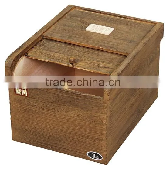 High Quality Wooden Rice Box With Burnning Color photo-5